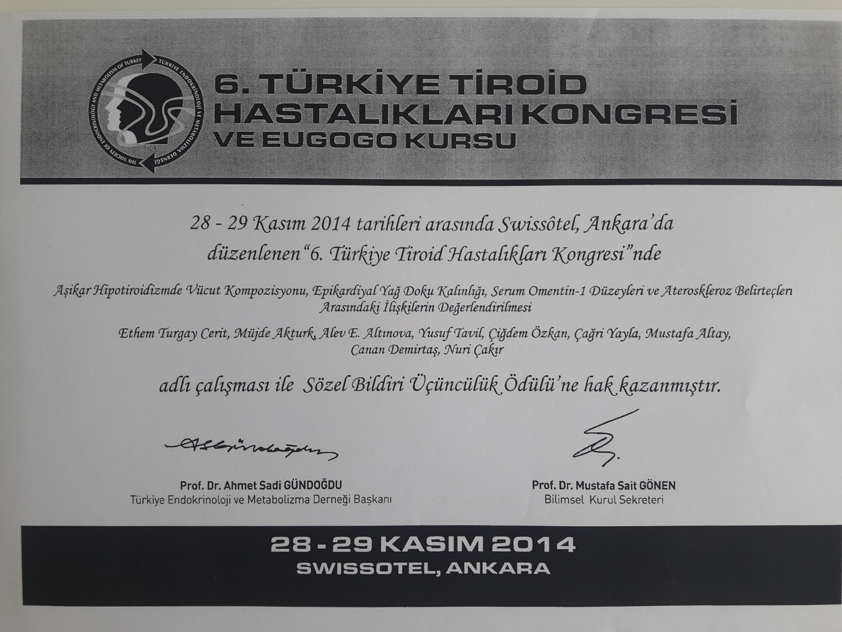 6. Türkiye Tiroid Hastalıkları Kongresi